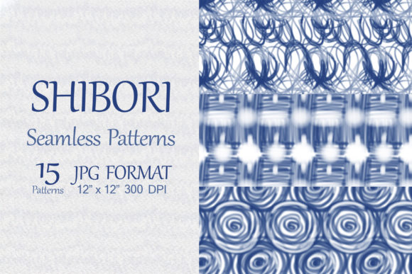 15 Shibori Seamless Patterns: Indigo Digital Papers