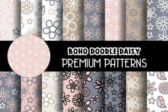 Boho Daisy Flowers Doodle Patterns