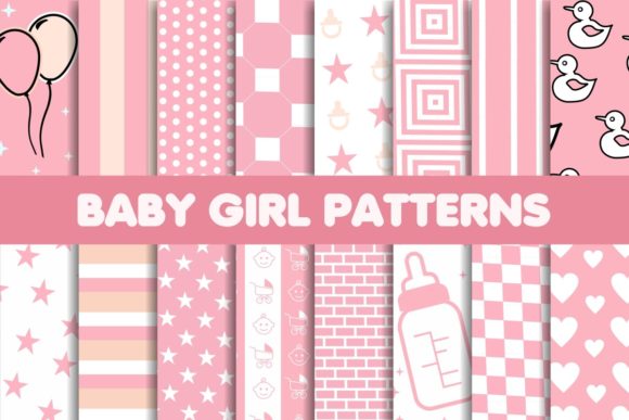 Cute Baby Girl Digital Paper Patterns