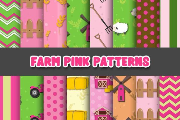 Farm Pink Digital Papers Patterns