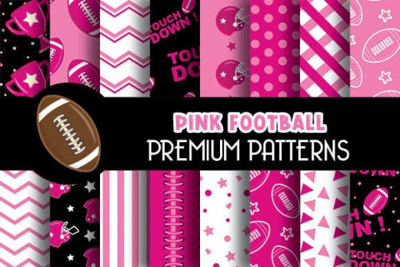 Pink Football Digital Papers Patterns: 16 Digital Backgrounds for Creative Projects