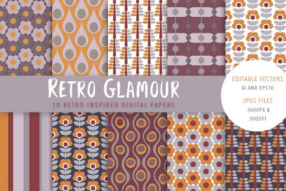 Retro Glamour Digital Paper and Patterns: Versatile Design Assets for Every Creative Project