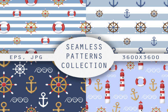 Sea Seamless Patterns Set for Creative Projects