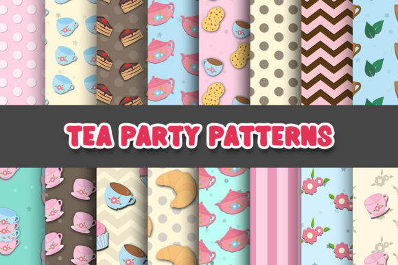 Tea Party Digital Papers Patterns for Creative Projects