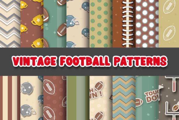 Vintage Football Digital Papers Patterns